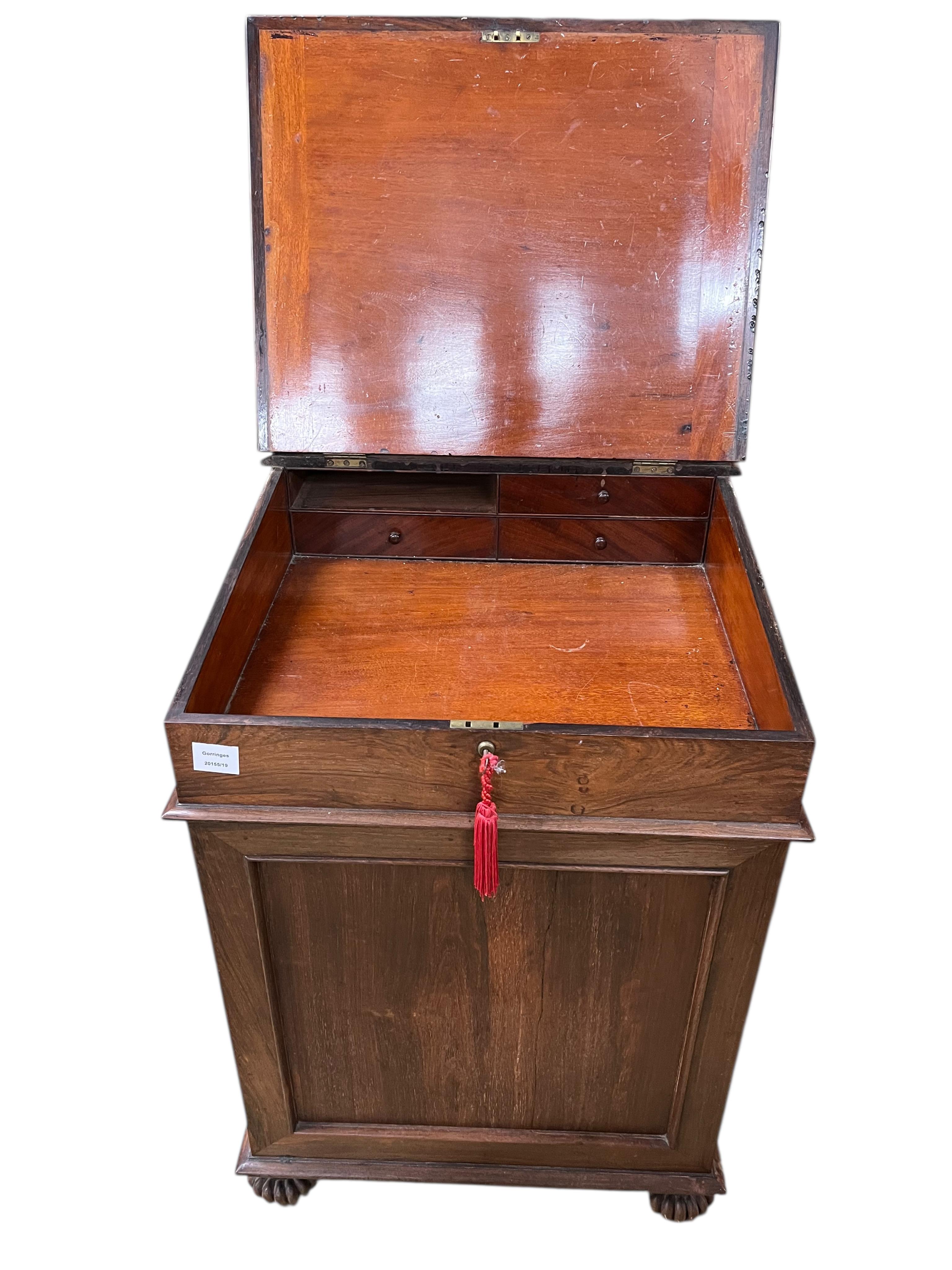 A George IV rosewood Davenport, width 59cm, depth 64cm, height 87cm